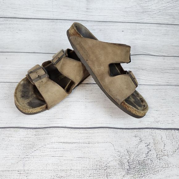 Birkenstock Arizona Oiled Leather Sandals Tobacco Brown US 6 EU 37 Distressed - Picture 1 of 13